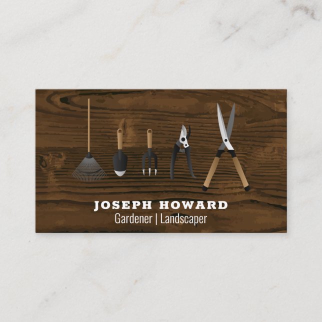 Carte De Visite Outils de jardinage | Table de bois (Devant)