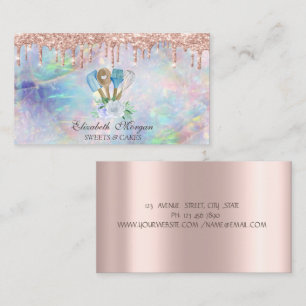 Carte De Visite Outils de main de boulangerie en rose gold Drips O