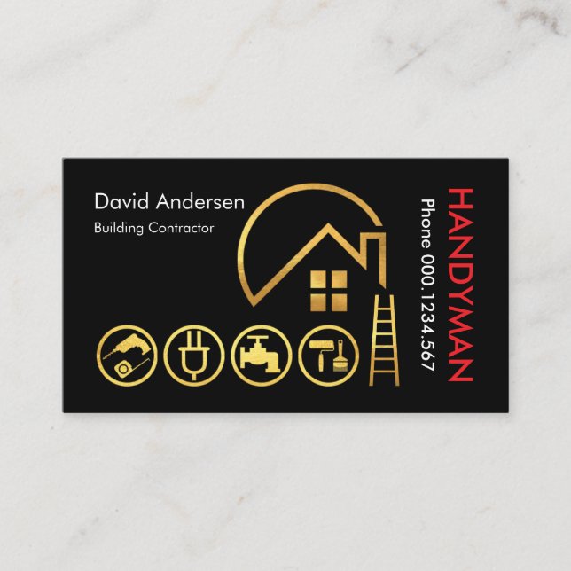 Carte De Visite Outils de main pour toit Gold Sun Building (Devant)