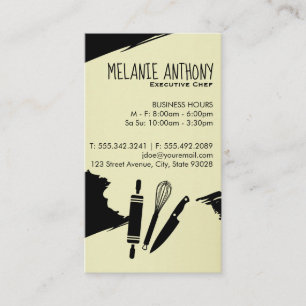 Carte De Visite Outils de maître culinaire / Brossé (noir)
