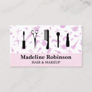 Carte De Visite Outils de maquillage   Motif de salon
