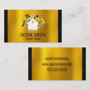 Carte De Visite Outils de menuiserie Gold Métal Black Triage