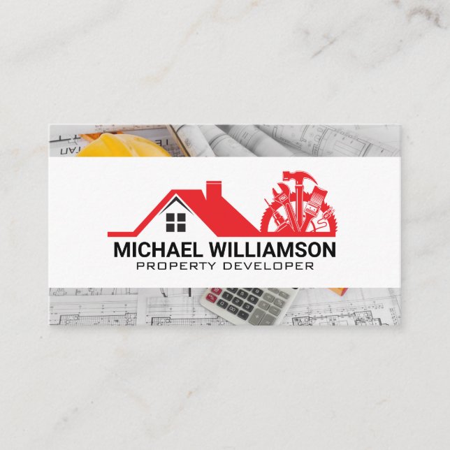 Carte De Visite Outils de menuiserie immobilière | Plan directeur (Devant)