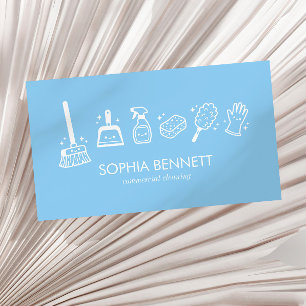 Carte De Visite Outils de nettoyage personnalisés mignons bleus