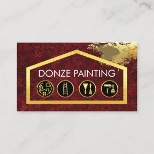 Carte De Visite Outils de peinture dorés sur cadre de bâtiment
