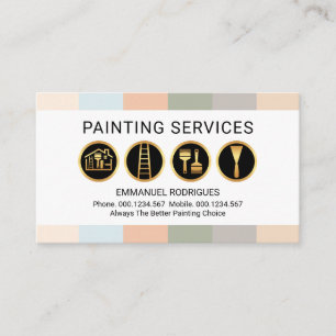 Carte De Visite Outils de peinture sur rayures pastel douces
