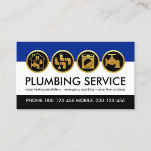 Carte De Visite Outils de plomberie d'or Plumber Icon Pluming