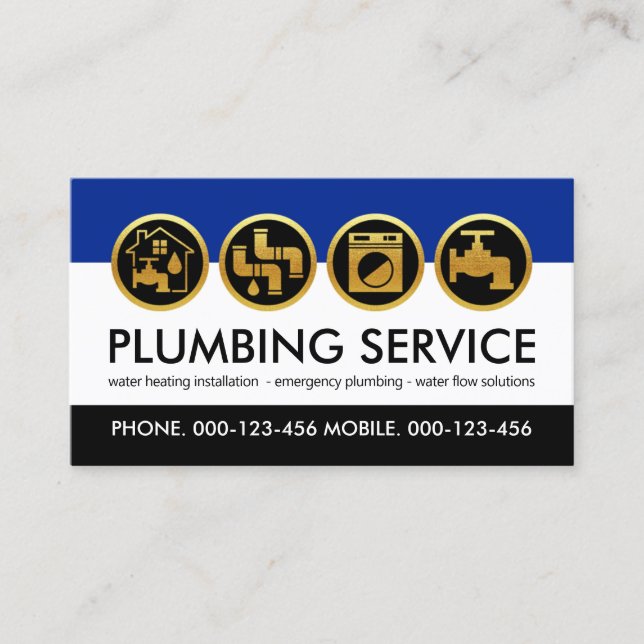 Carte De Visite Outils de plomberie d'or Plumber Icon Pluming (Devant)