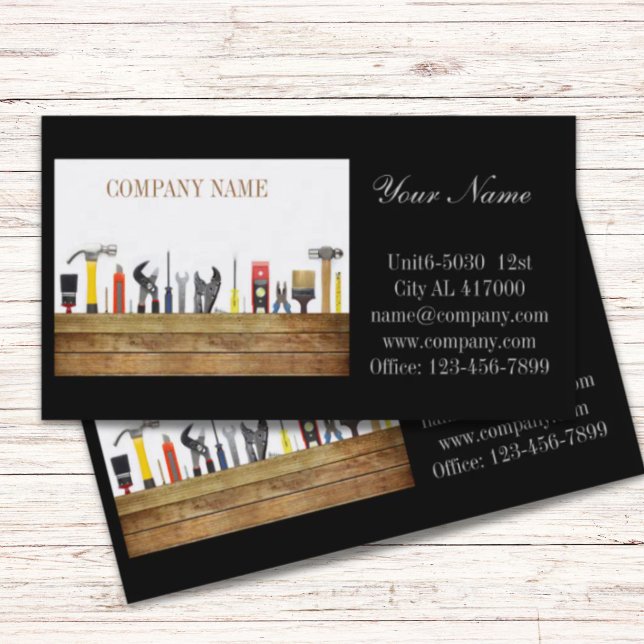 Carte De Visite Outils de rénovation Manuyman Construction de menu (Renovation Tools Handyman Carpentry Construction Business Card)