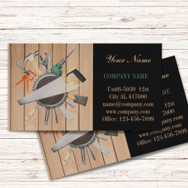 Carte De Visite Outils de rénovation Manuyman Construction de menu (Renovation Tools Handyman Carpentry Construction Business Card)