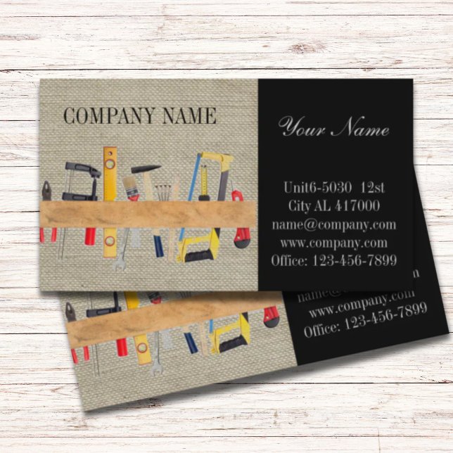 Carte De Visite Outils de rénovation Manuyman Construction de menu (Renovation Tools Handyman Carpentry Construction Business Card)