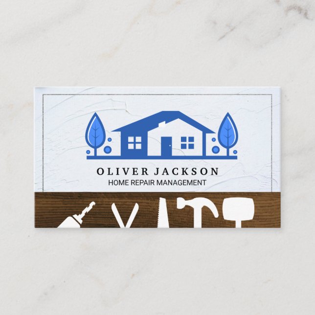 Carte De Visite Outils de réparation à domicile | Logo de la maiso (Devant)