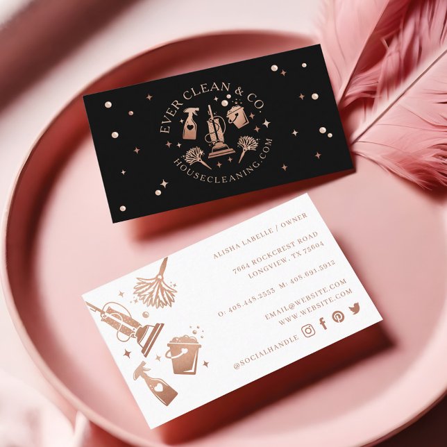 Carte De Visite Outils et fournitures de nettoyage ménager et mais (Professional Maid & House Cleaning Tools/Supplies Business Card)