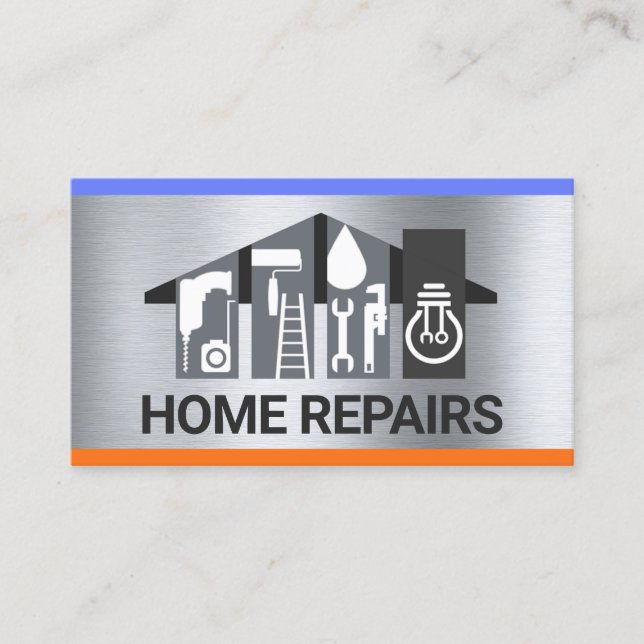 Carte De Visite Outils Handyman Bâtir Sur L'Argent (Devant)