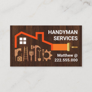 Carte De Visite Outils Handyman Bâtir Sur Le Bois