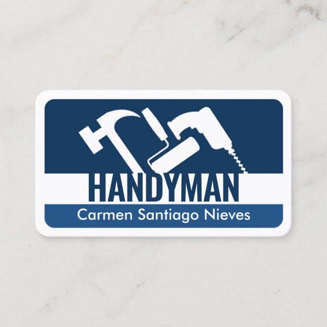 Carte De Visite Outils Handyman Couches Bleues (Devant)