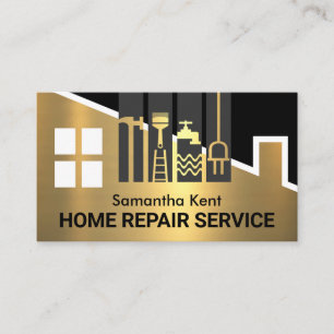 Carte De Visite Outils Handyman de cadre Gold Building