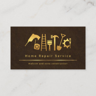Carte De Visite Outils main Brown Grunge Gold