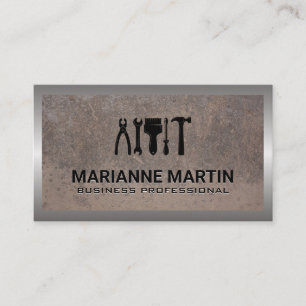 Carte De Visite Outils main du matériel   Arrière - plan métalliqu