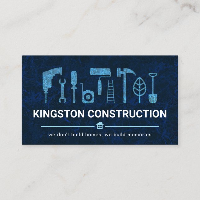 Carte De Visite Outils main en marbre bleu (Devant)