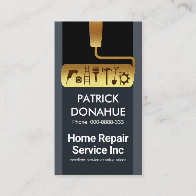 Carte De Visite Outils main pour roulettes d'or (Devant)