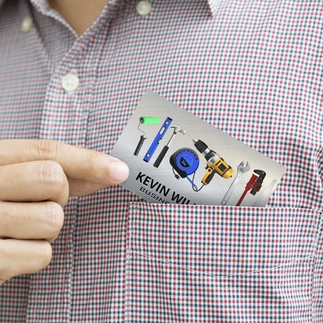 Carte De Visite Outils matériels | Arrière - plan métallique (Créateur téléchargé)