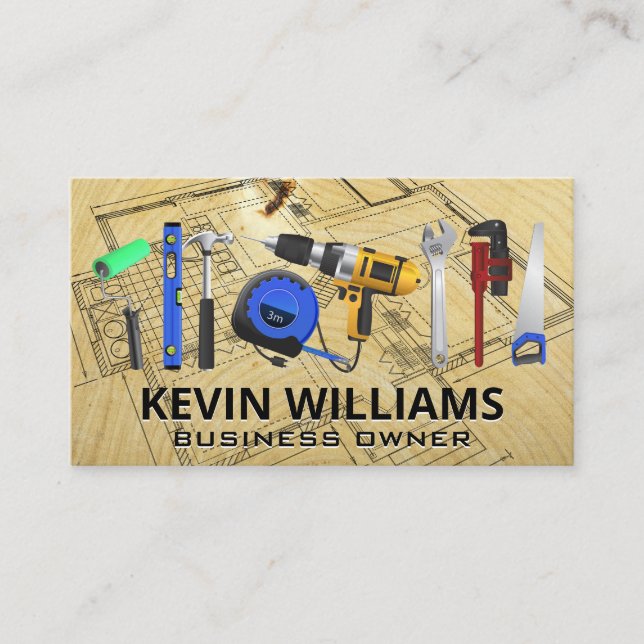 Carte De Visite Outils matériels | Schémas de construction | Bois (Devant)