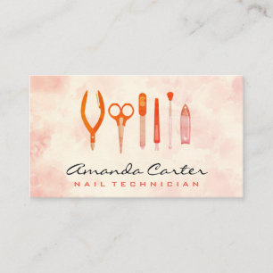 Carte De Visite Outils ongles manicuristes   Arrière - plan aquare