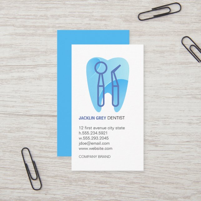 Carte De Visite Outils pour dentistes et logo pour dents (Devant/Arrière en situation)