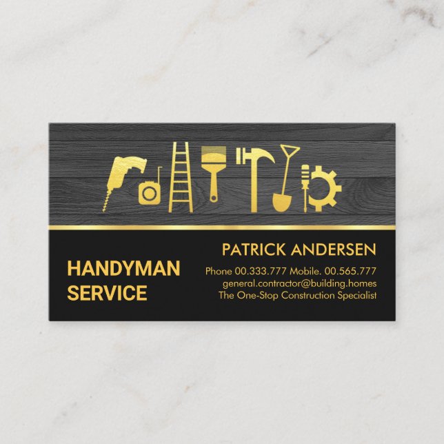Carte De Visite Outils pour main d'or Panneau de bois (Devant)