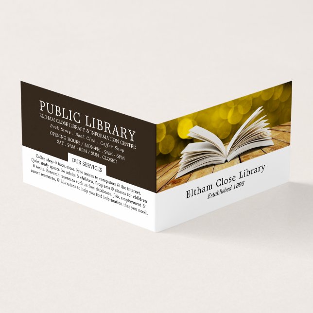 Carte De Visite Ouvert tendance, Bibliothèque, Bibliothécaire Déta (Extérieur)