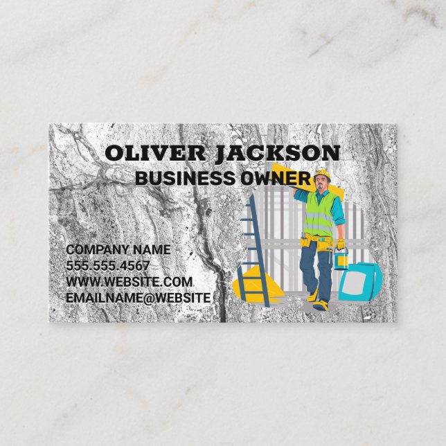 Carte De Visite Ouvrier du bâtiment | Chantier de construction (Devant)