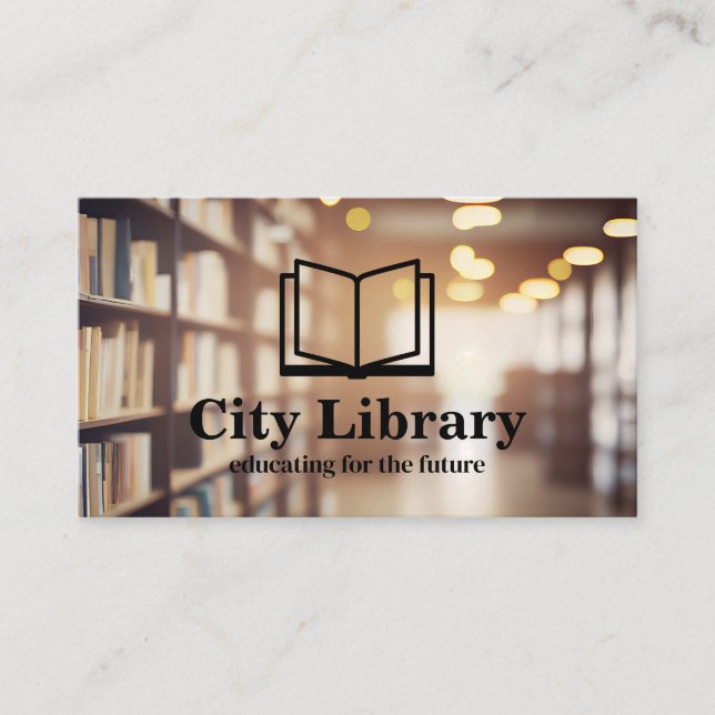 Carte De Visite Ouvrir le logo du livre | Arrière - plan de biblio (Devant)