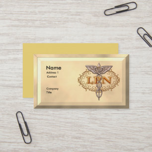 Carte De Visite Oval Cuivre Caduceus LPN Infirmière