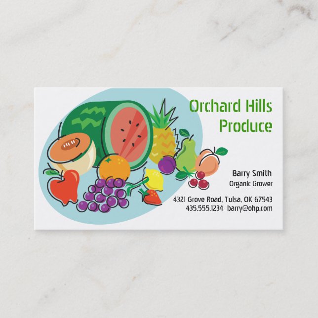Carte De Visite Ovale de cultivateur/Vendor_Totally Fruity_blue de (Devant)
