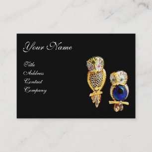 Carte De Visite OWLS JEWEL, Or, Sapphire Bleu, Topaz Pearle Blanch