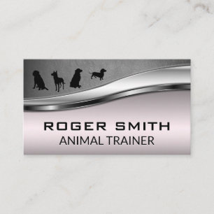 Carte De Visite Pack Canine   Cuir rose métallique gris