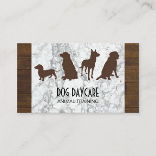 Carte De Visite Pack Canine   Entraînement de chien Marbre de bois