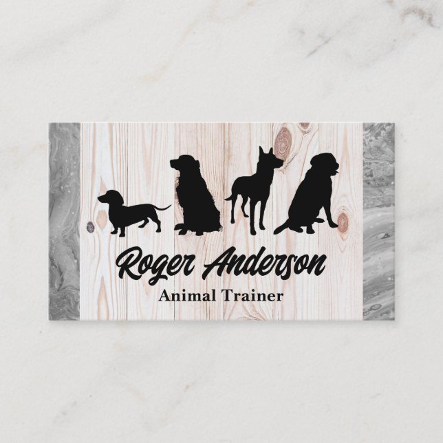 Carte De Visite Pack Canine | Formation des chiens | Bois | Marbre (Devant)