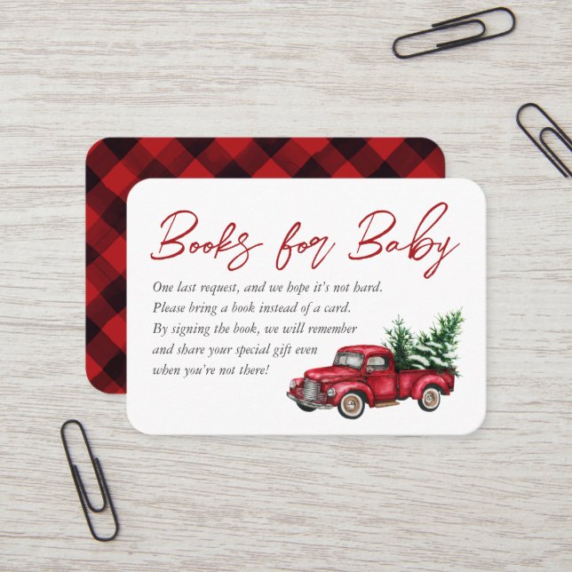 Carte De Visite Pack Red Plaid de Joy Livres pour Baby Insert (Devant/Arrière en situation)