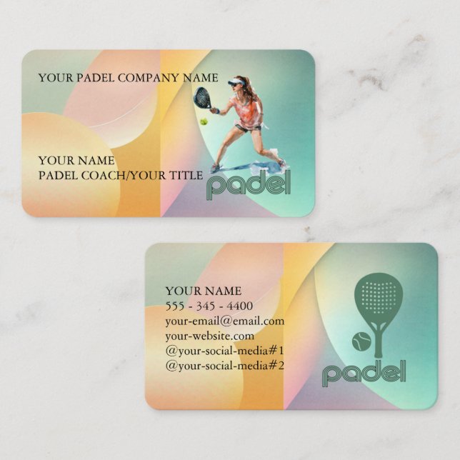 Carte De Visite Padel Business Card - Vibrant Padel Style 3 (Devant / Derrière)