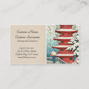 Carte De Visite Pagoda dans l'art de hanga de tibia de Kawase