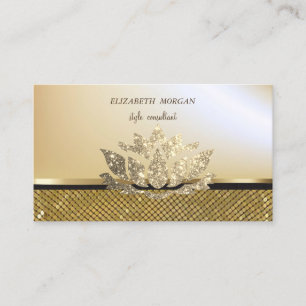 Carte De Visite Paillettes dorées Lotus Pailletées Élégantes Stylé