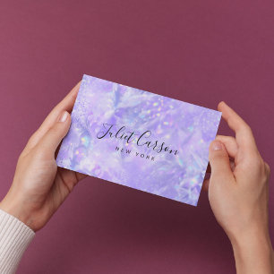 Carte De Visite Paillettes holographiques opale violet