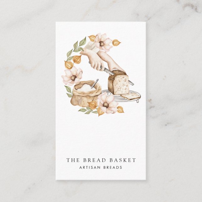 Carte De Visite Pain boulangerie Aquarelle Pain Floral (Devant)