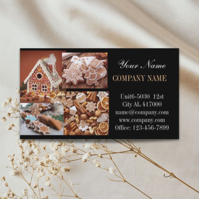 Carte De Visite pain d'épice maison biscuit de Noël boulangerie (gingerbread house Christmas cookie bakery Business Card)