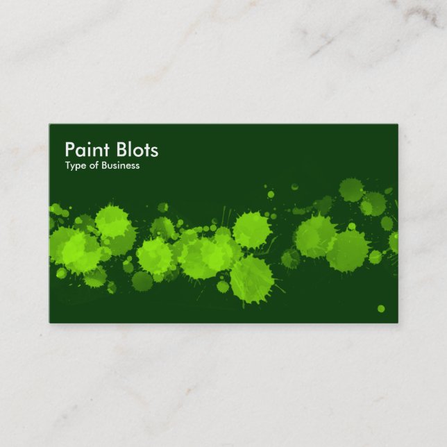 Carte De Visite Paint Blots - Chartreuse sur Dk Green (Devant)