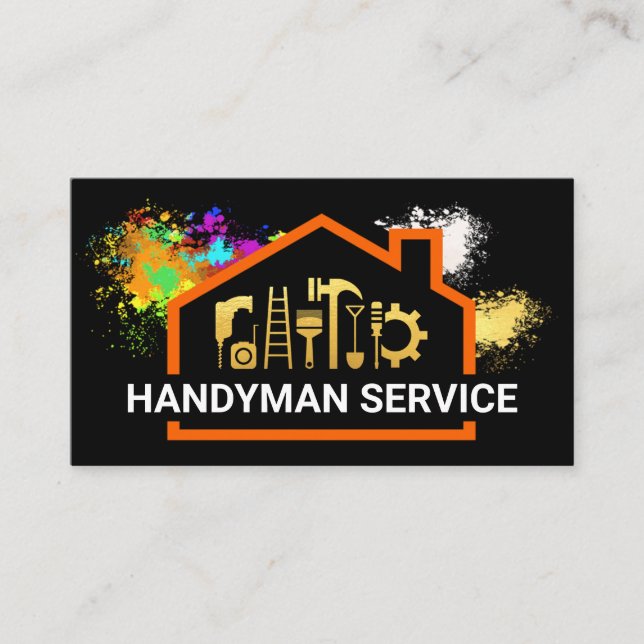 Carte De Visite Paint Splatter Home Cadre Handyman (Devant)