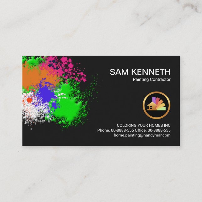 Carte De Visite Paint Splatter Home Painting Entrepreneur (Devant)