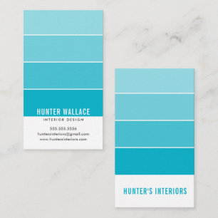 Carte De Visite PAINT SWATCH CHIP intérieurs modernes ombre bleu